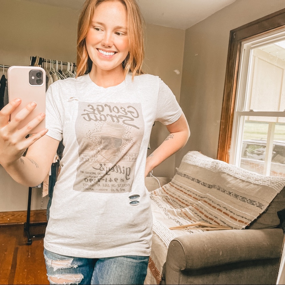 Distressed George Strait Shirt Size Small